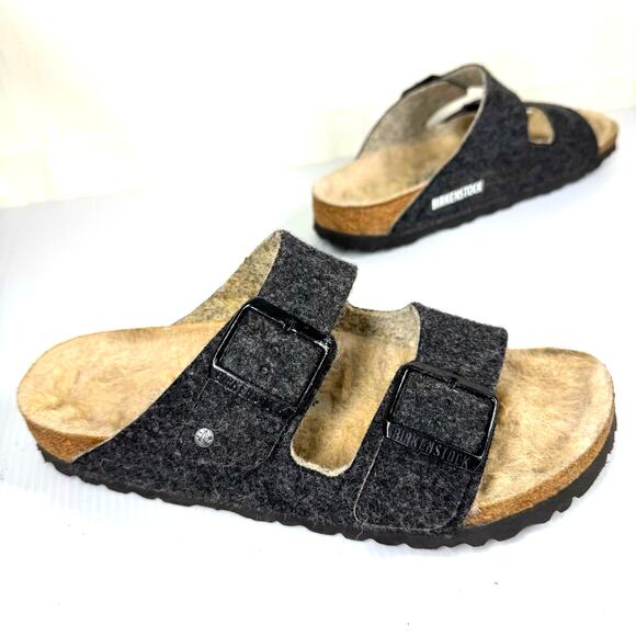 Birkenstock Shoes - BIRKENSTOCK Arizona Happy Lamb Charcoal Gray Shearling Wool EU 37 /Women's 6-6.5